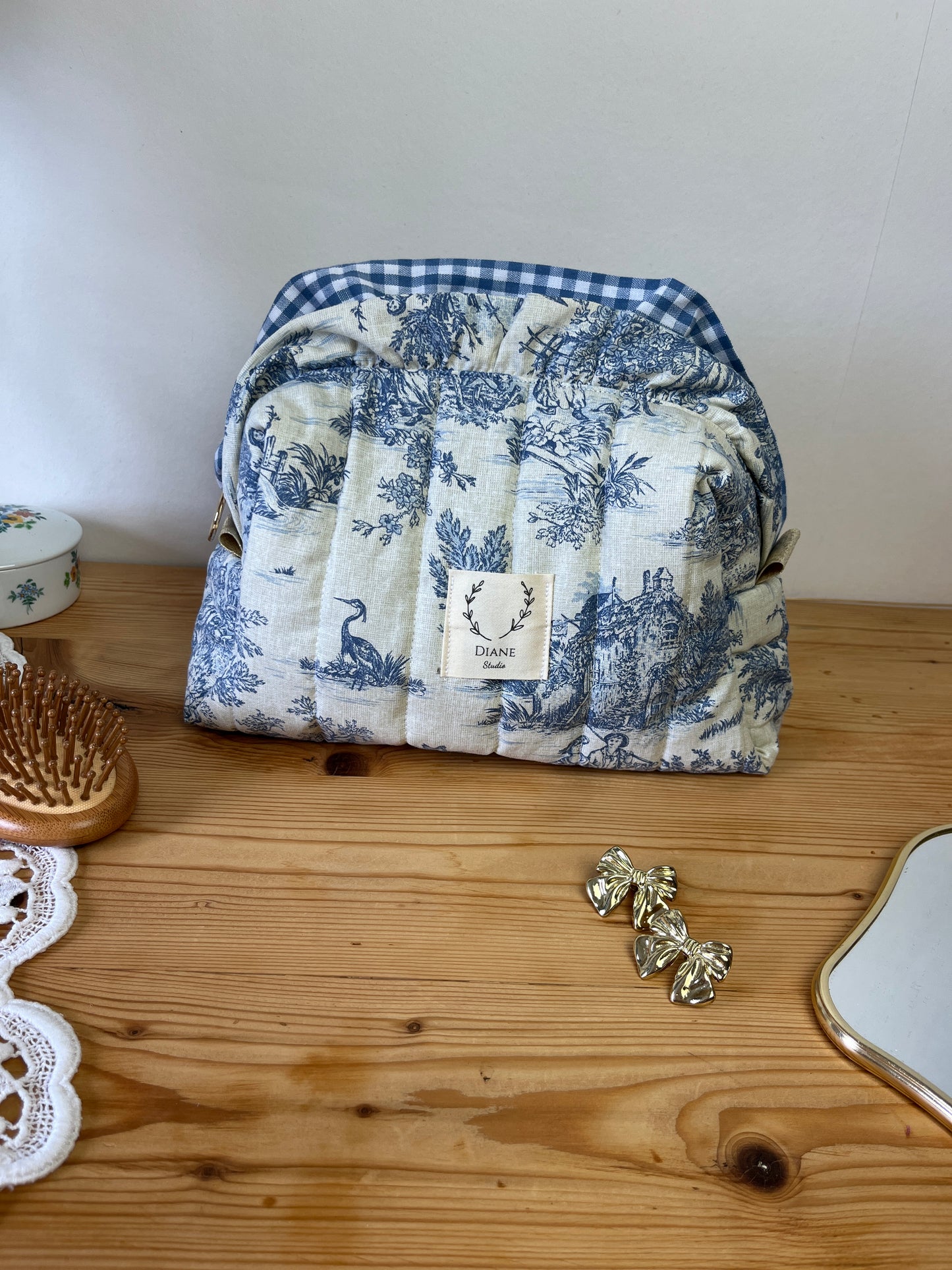 Colette double volant vichy et jouy bleu