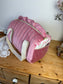 Sac Louison velours rose thé initiale dentelle