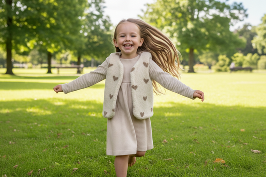 The Albane children's vest with hearts