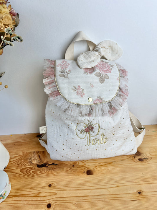 Le sac à dos Églantine jacquard roses pailleté