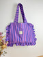 Le petit tote bag rayé bleu violet