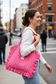 Le petit tote bag rayé rose rouge
