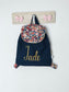 Le sac à dos enfant personnalisé Églantine gabardine bleu nuit et Liberty thorpe