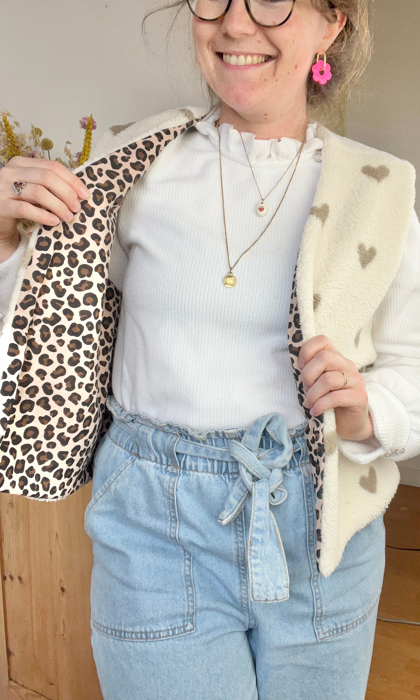 Le gilet Albane Adulte graou et petits coeurs