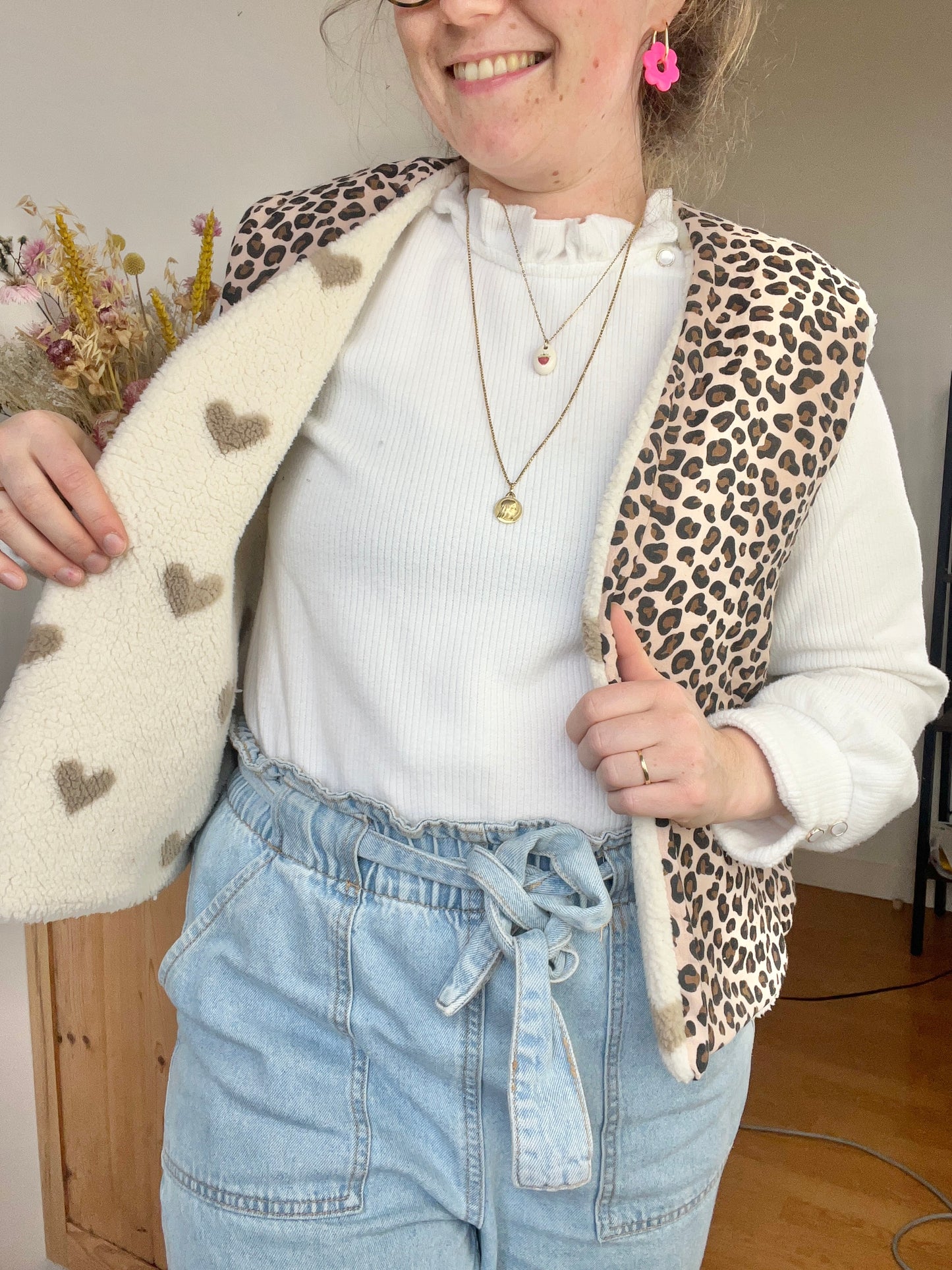 Le gilet Albane Adulte graou et petits coeurs