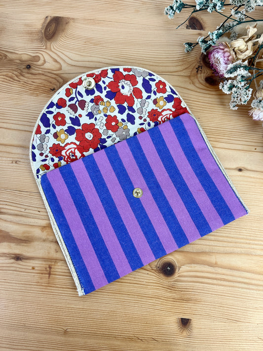 Le porte monnaie rayé bleu et violet intérieur Liberty