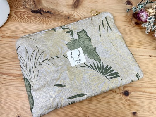 Babette la pochette plate enduite feuillage doré