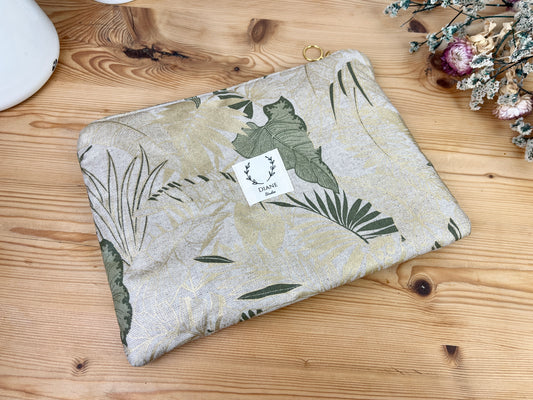 Babette la pochette plate enduite feuillage doré