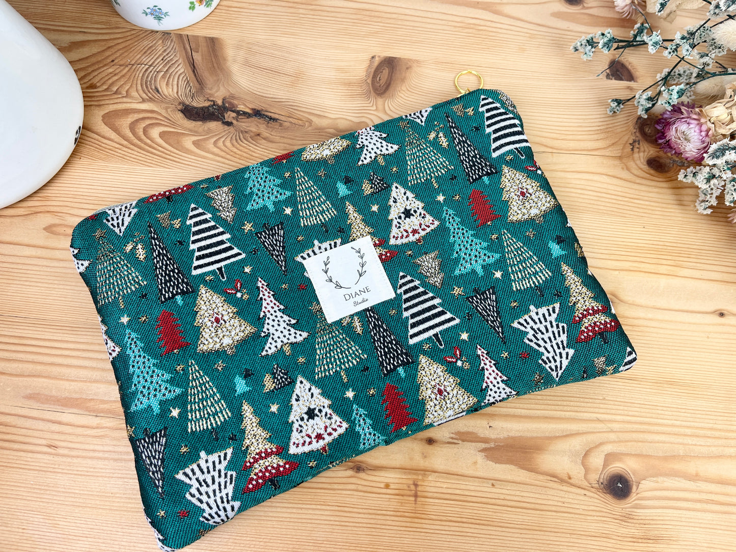 Babette la pochette plate jacquard doré Noël