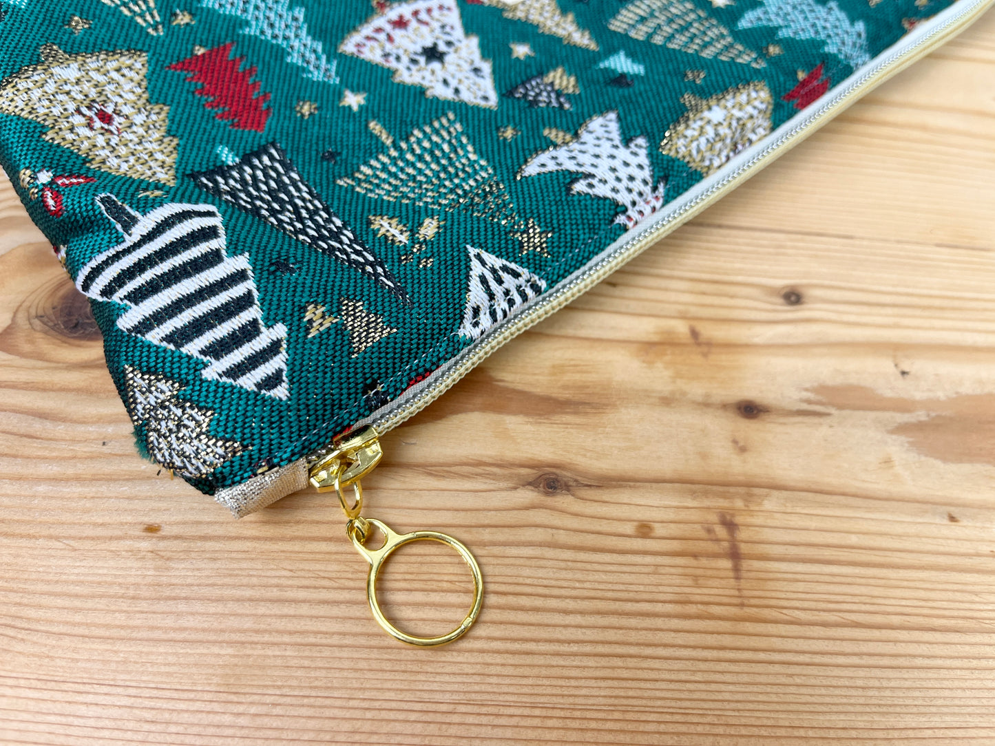 Babette la pochette plate jacquard doré Noël