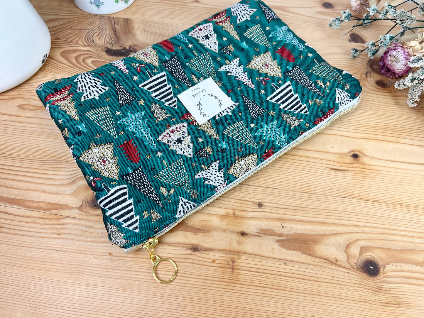 Babette la pochette plate jacquard doré Noël
