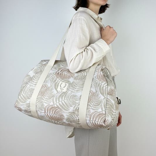 Hélène le sac à langer souple feuillage beige