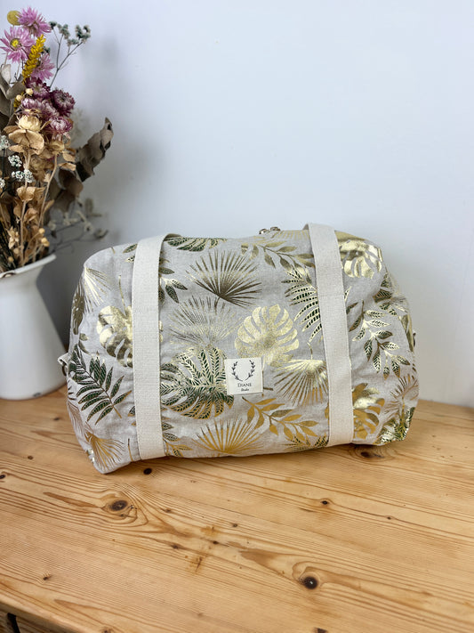 Hélène le sac week-end souple feuilles dorées