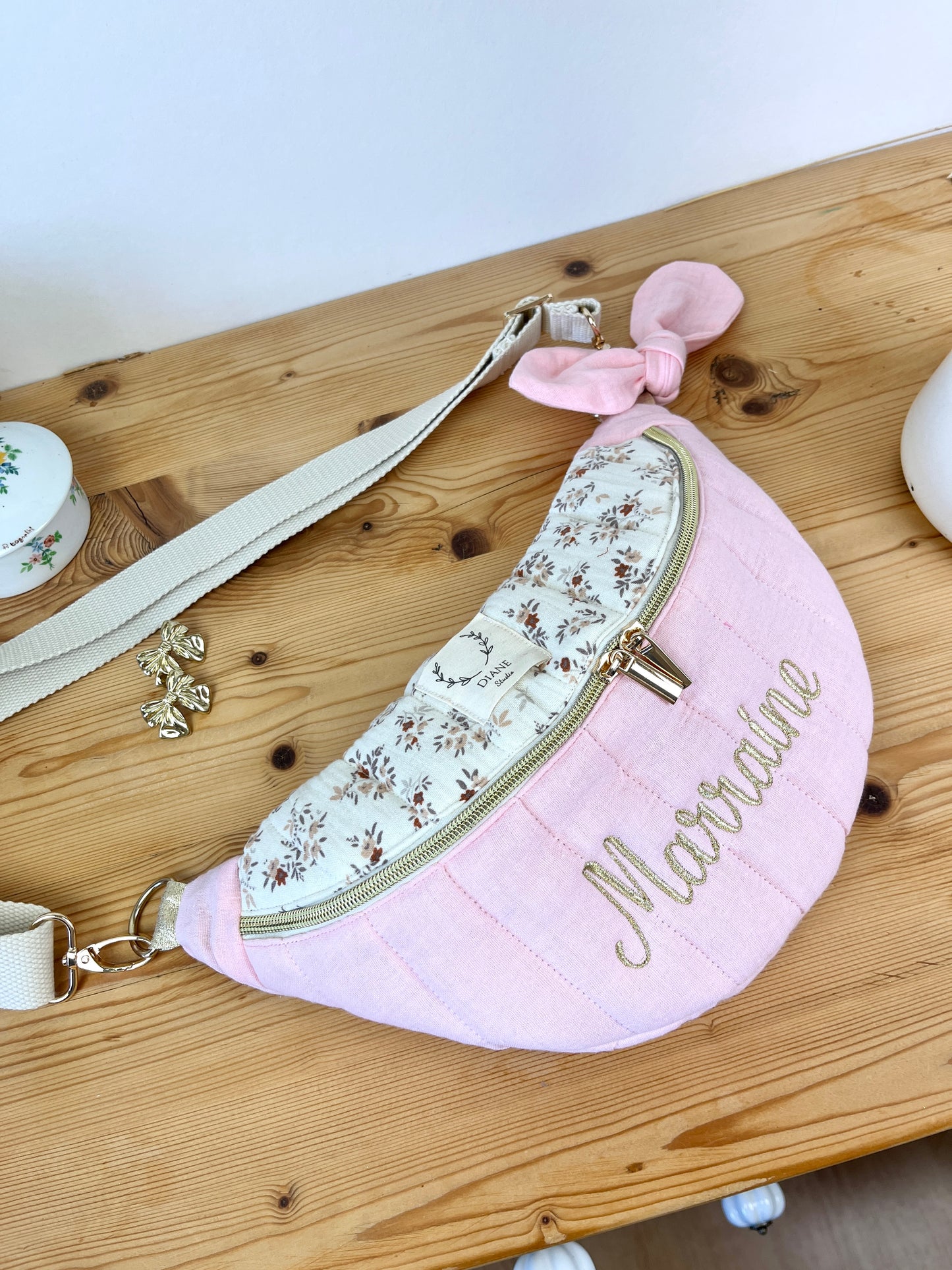Sac Eléonore enfant gaze rose et Namra
