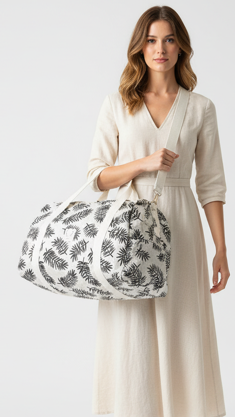 Hélène le sac à langer souple feuillage