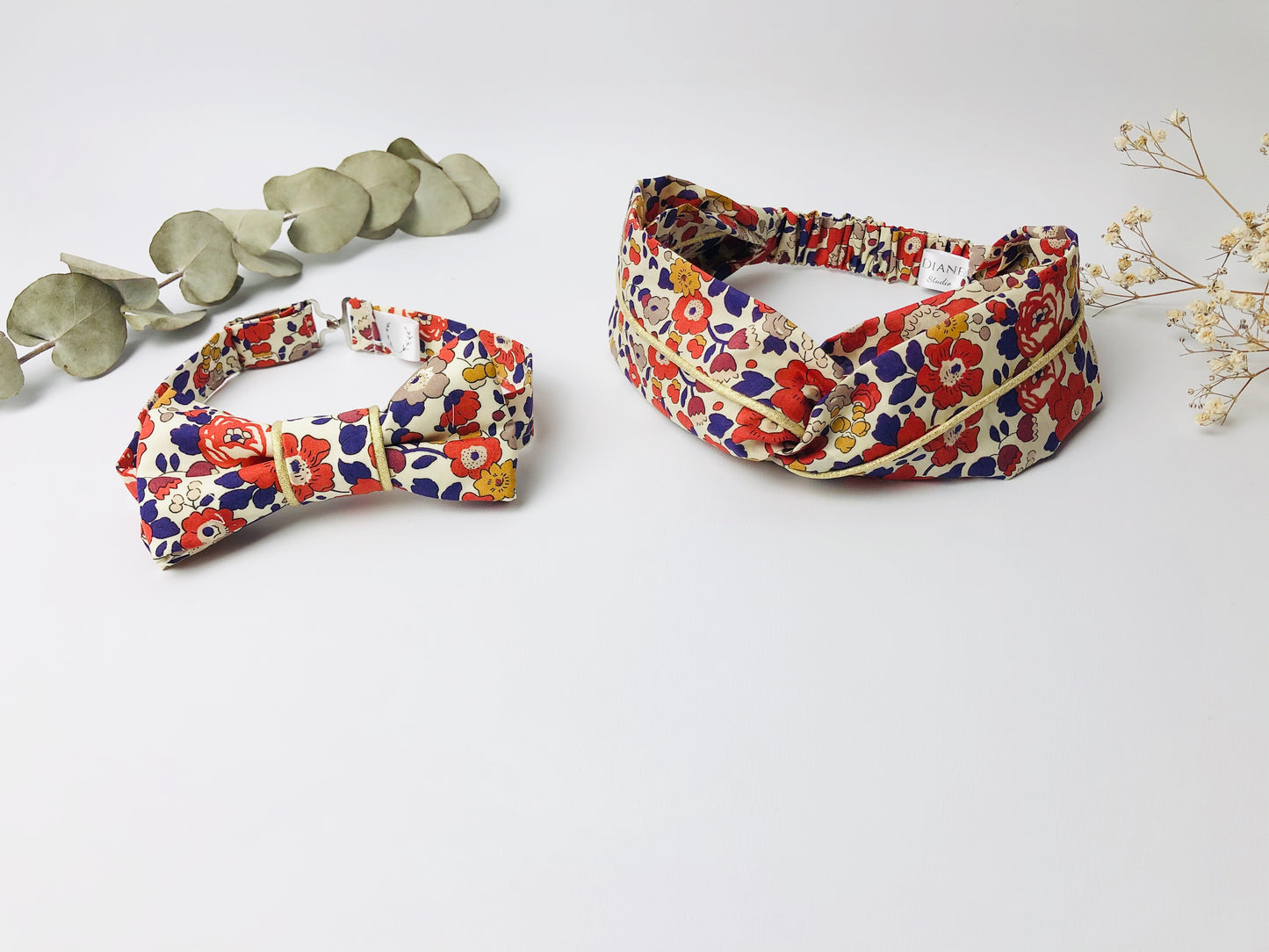 Ensemble : noeud papillon et headband doré