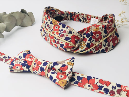 Ensemble : noeud papillon et headband doré