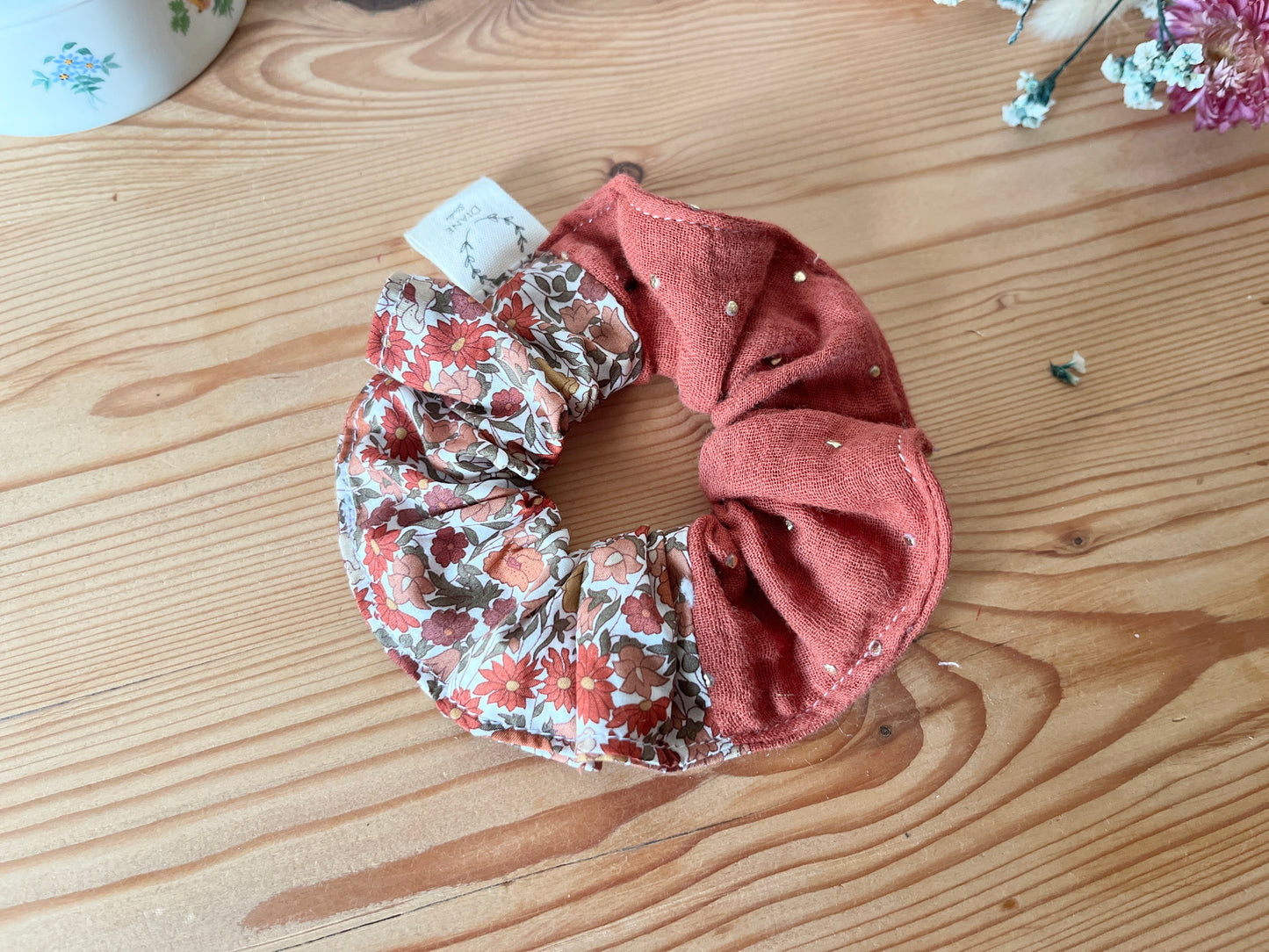 Chouchou coton poppy forest et gaze