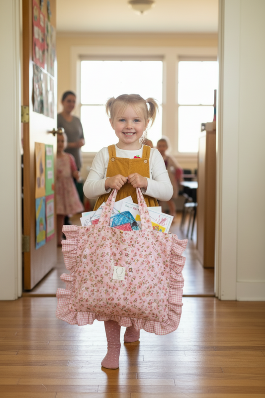 Le petit tote bag à volants maternelle 100% personnalisable