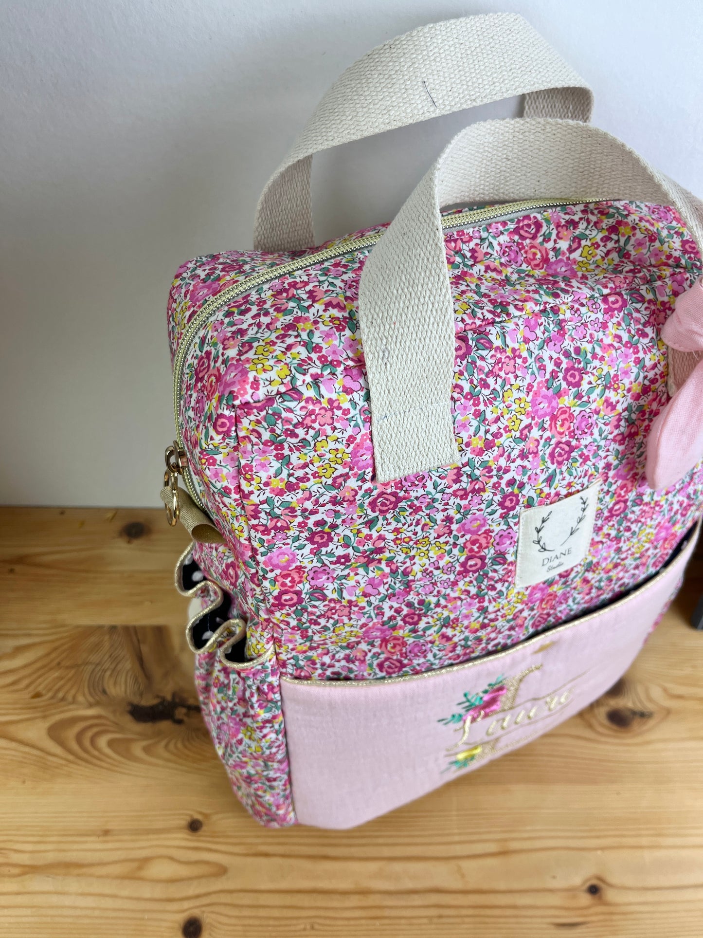 Le sac à dos enfant Ombeline Liberty Emma et gaze rose