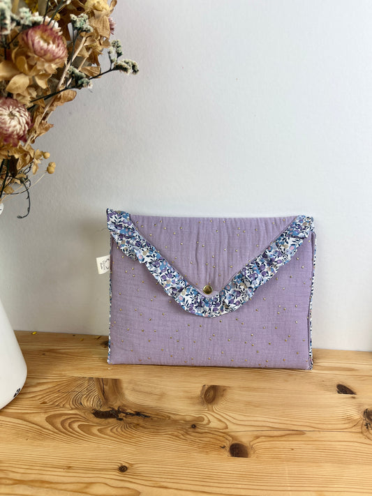 Pochette Charlotte gaze lilas et Liberty wiltshire lilas
