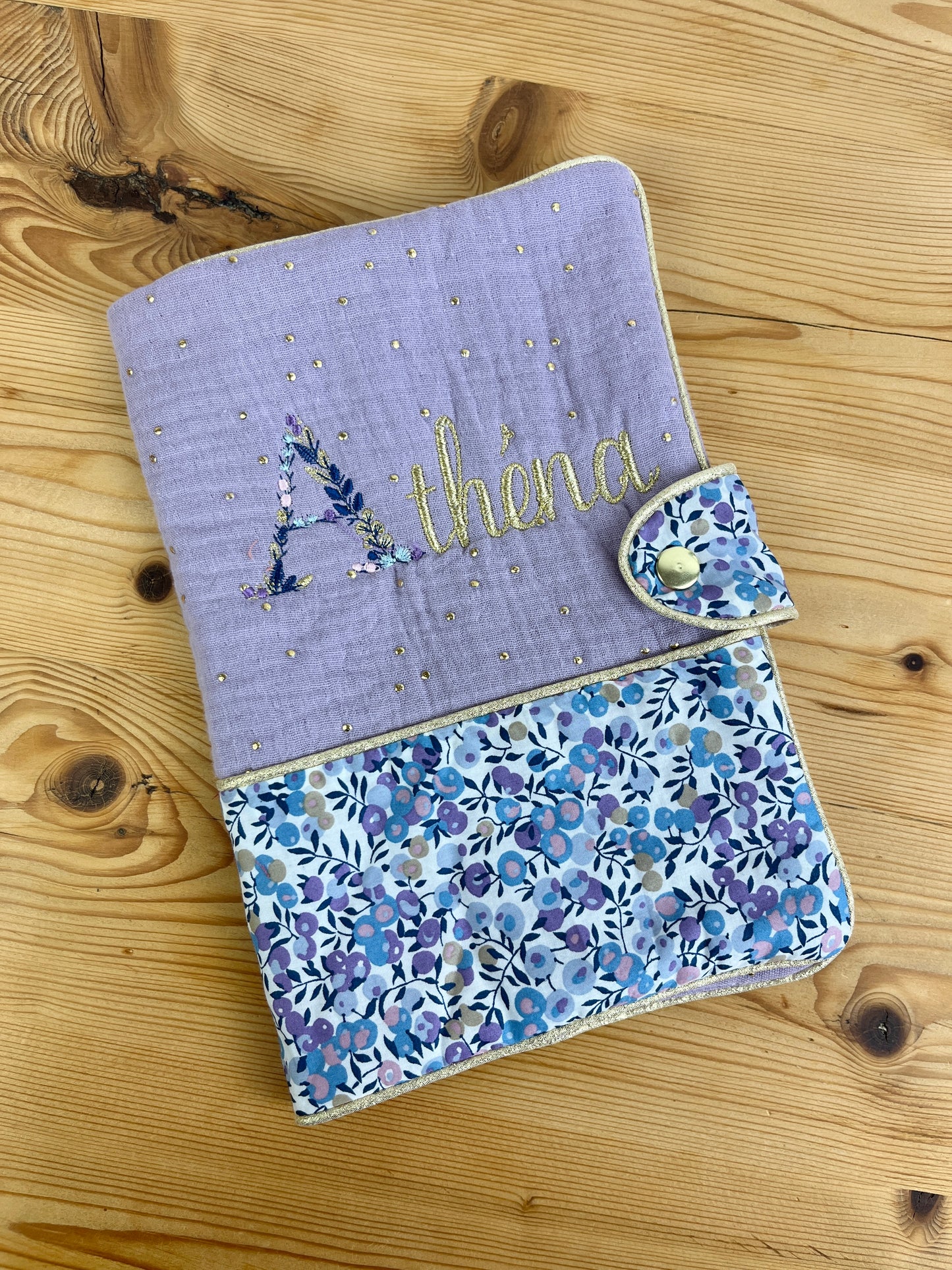 Mahé le protège carnet gaze lilas doré et wiltshire