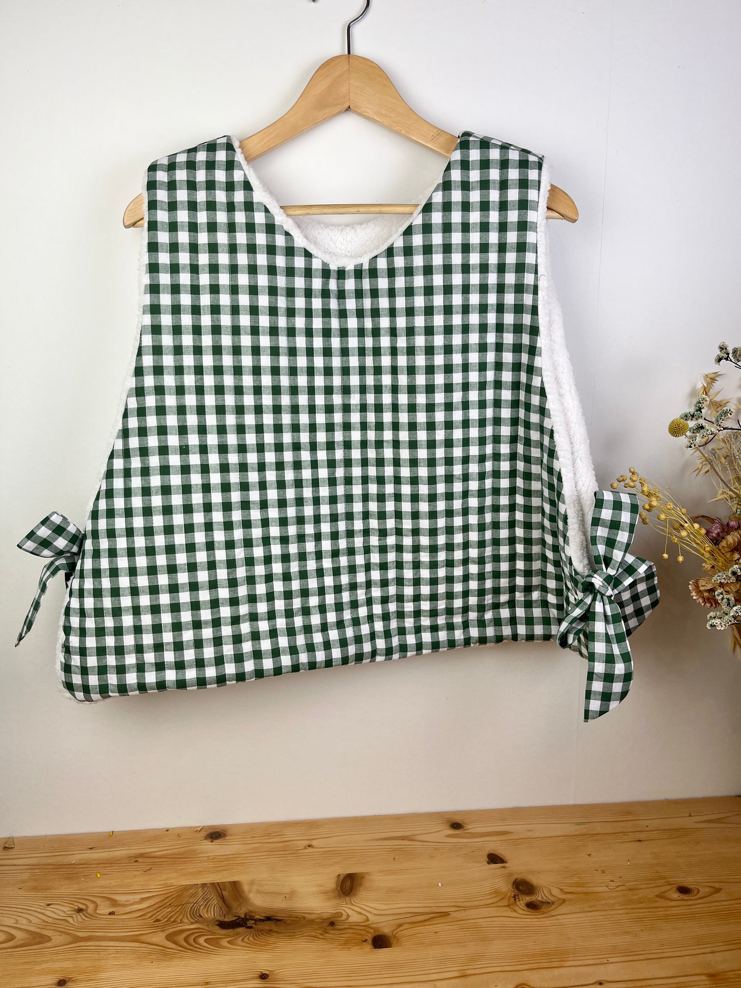 Le pull Joséphine sherpa et vichy vert sapin