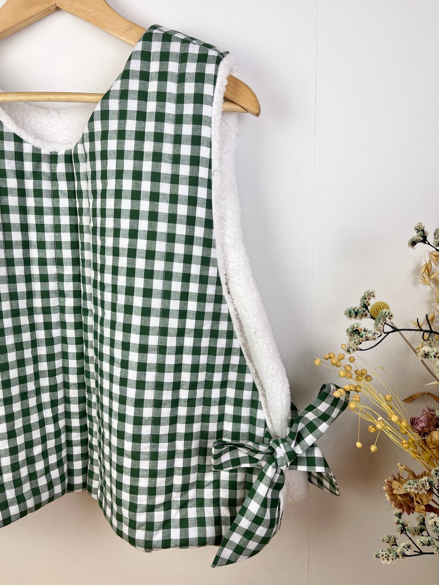 Le pull Joséphine sherpa et vichy vert sapin