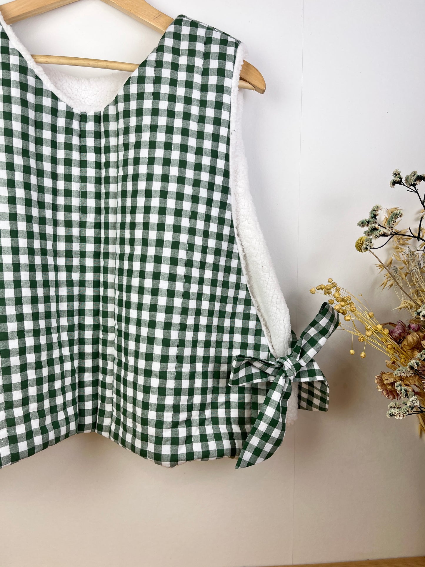 Le pull Joséphine sherpa et vichy vert sapin