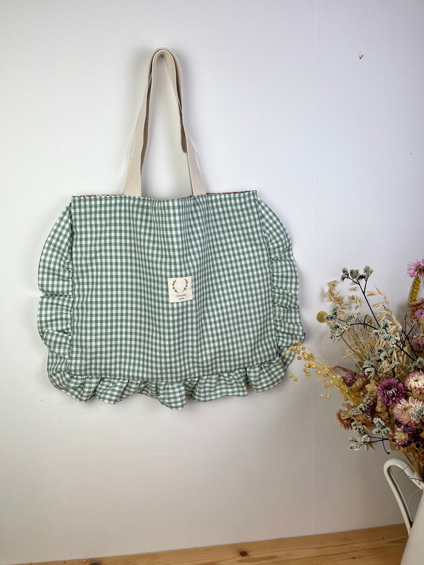 Le petit tote bag vichy sauge