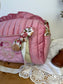 Sac Louison velours rose thé et gaze Elisabeth initiale dentelle