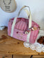 Sac Louison velours rose thé et gaze Elisabeth initiale dentelle