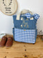 The Ombeline children's backpack in quilted gauze and sky blue gingham