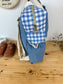 The Ombeline children's backpack in quilted gauze and sky blue gingham