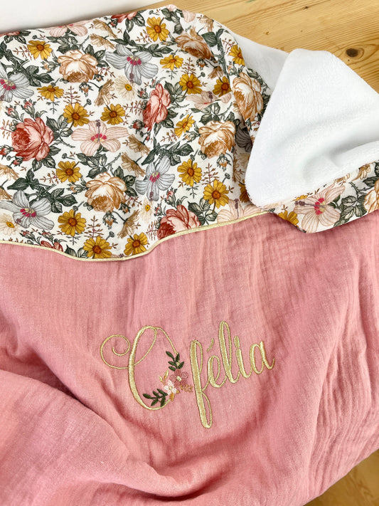 Couverture rose thé et fleurs