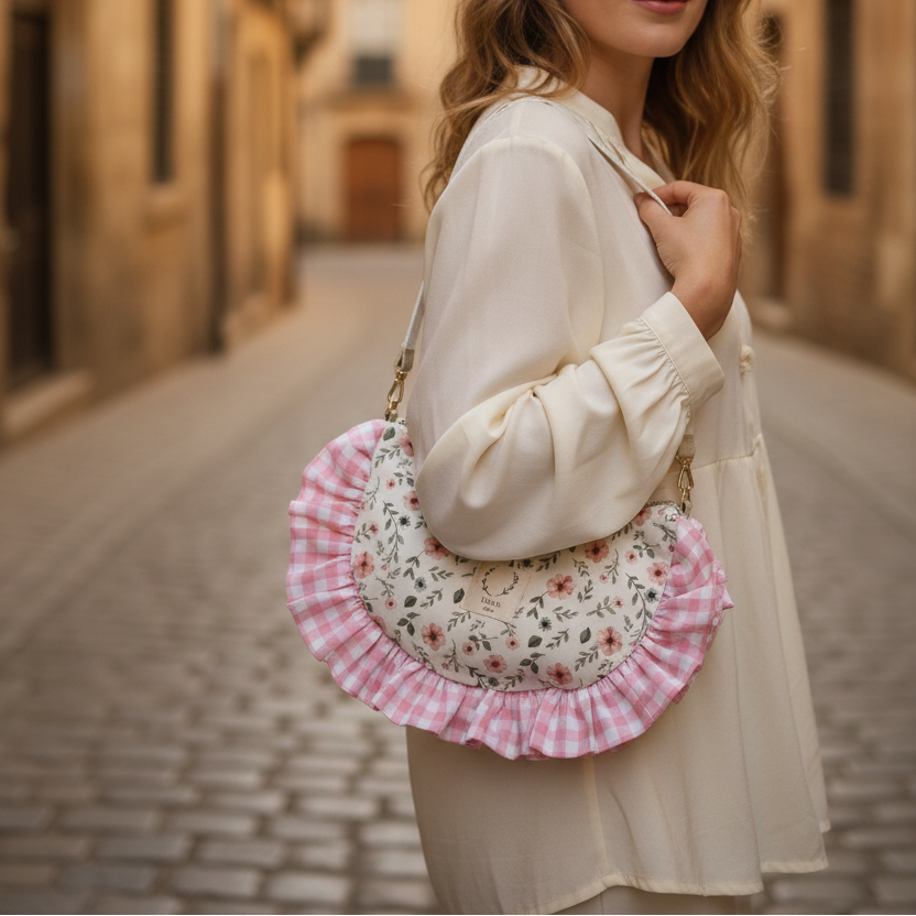 Sac Milan jersey Amandine et vichy rose