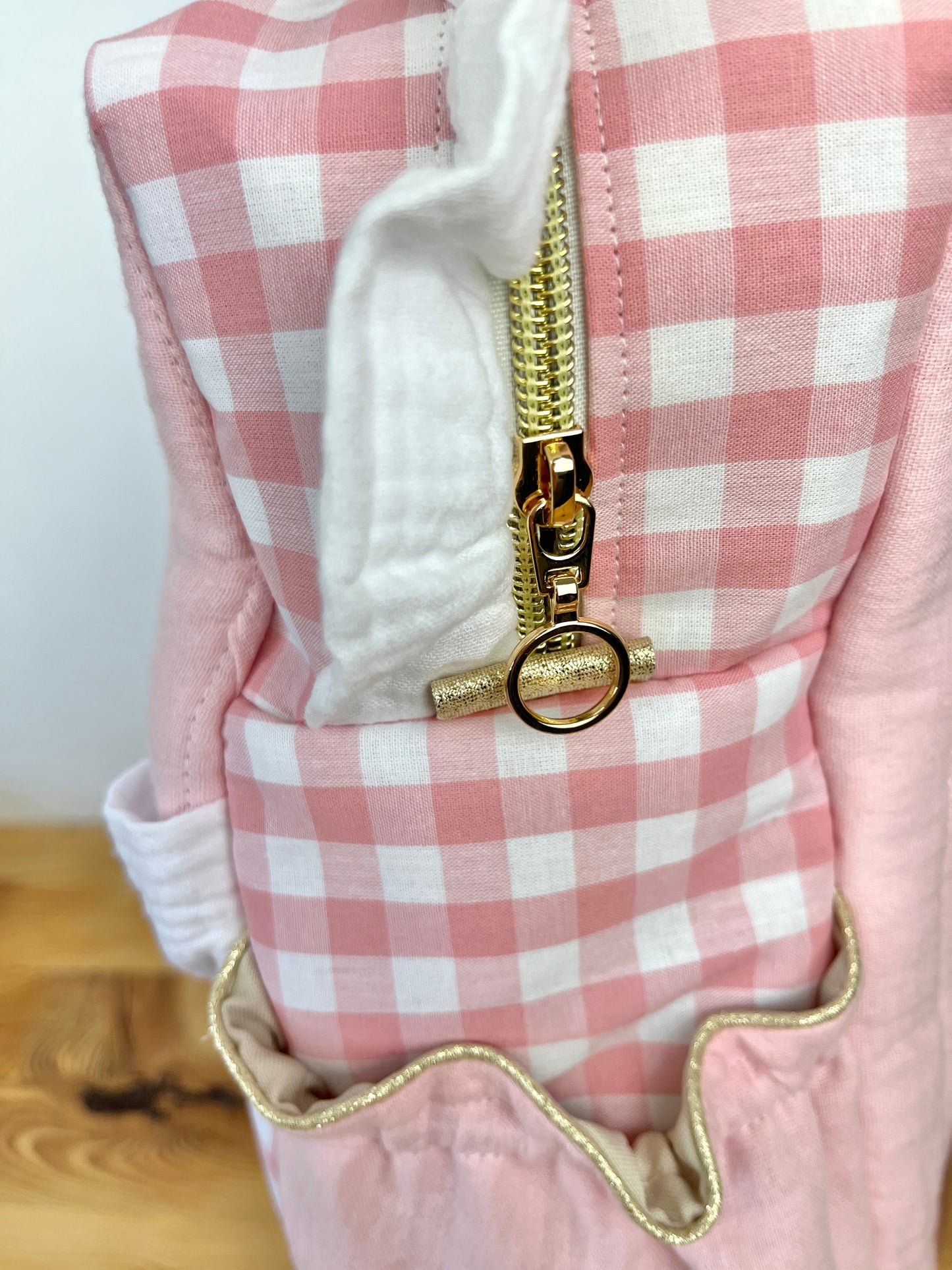Le sac Ombeline volants, gaze et vichy rose