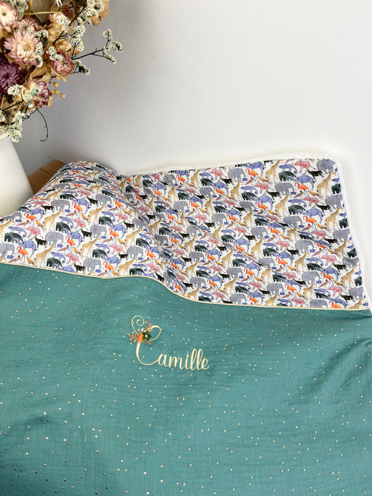 La couverture eucalyptus doré et Liberty queue for the zoo