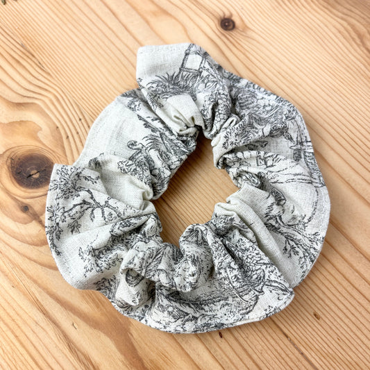 Chouchou feuilles toile de jouy