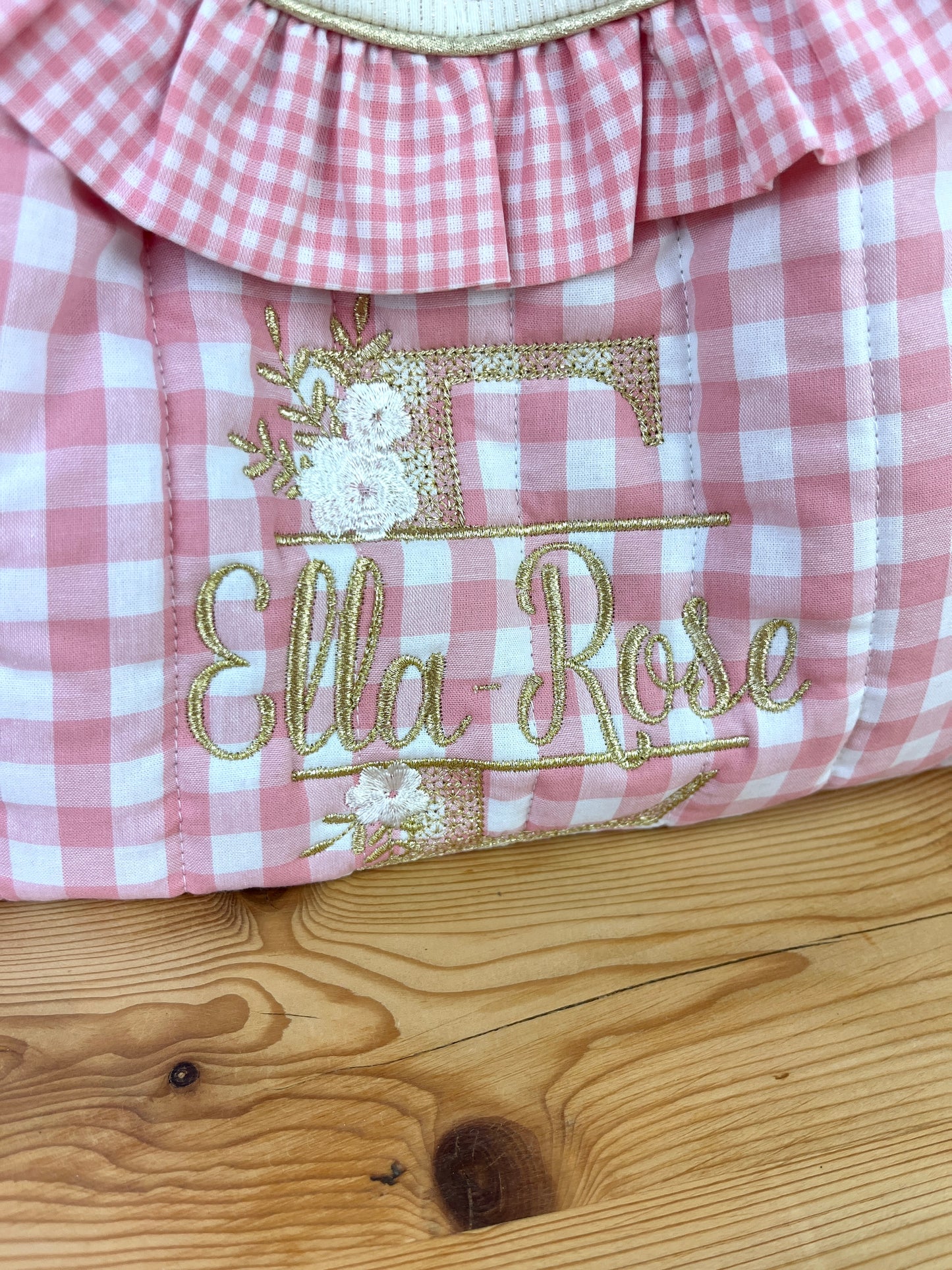Le sac à dos Églantine vichy rose et jacquard