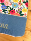La serviette élastiquée gaze indigo et vintage garden