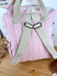 Le sac à dos enfant Ombeline gaze et jouy rose initiale dentelle