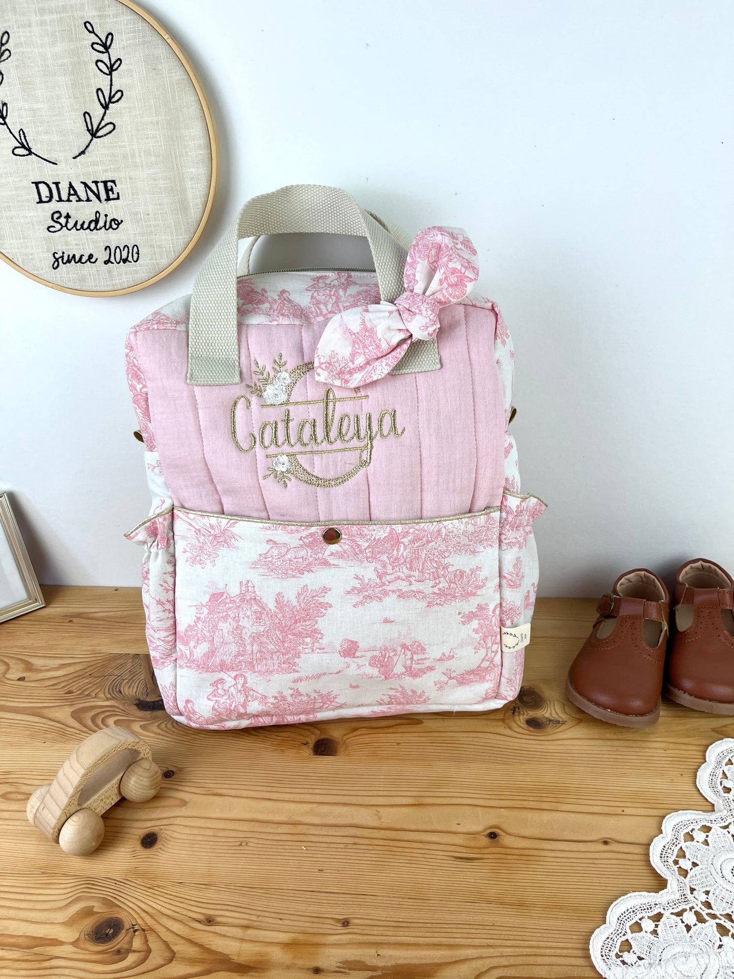 Set: Ombeline blanket and bag with floral initial 