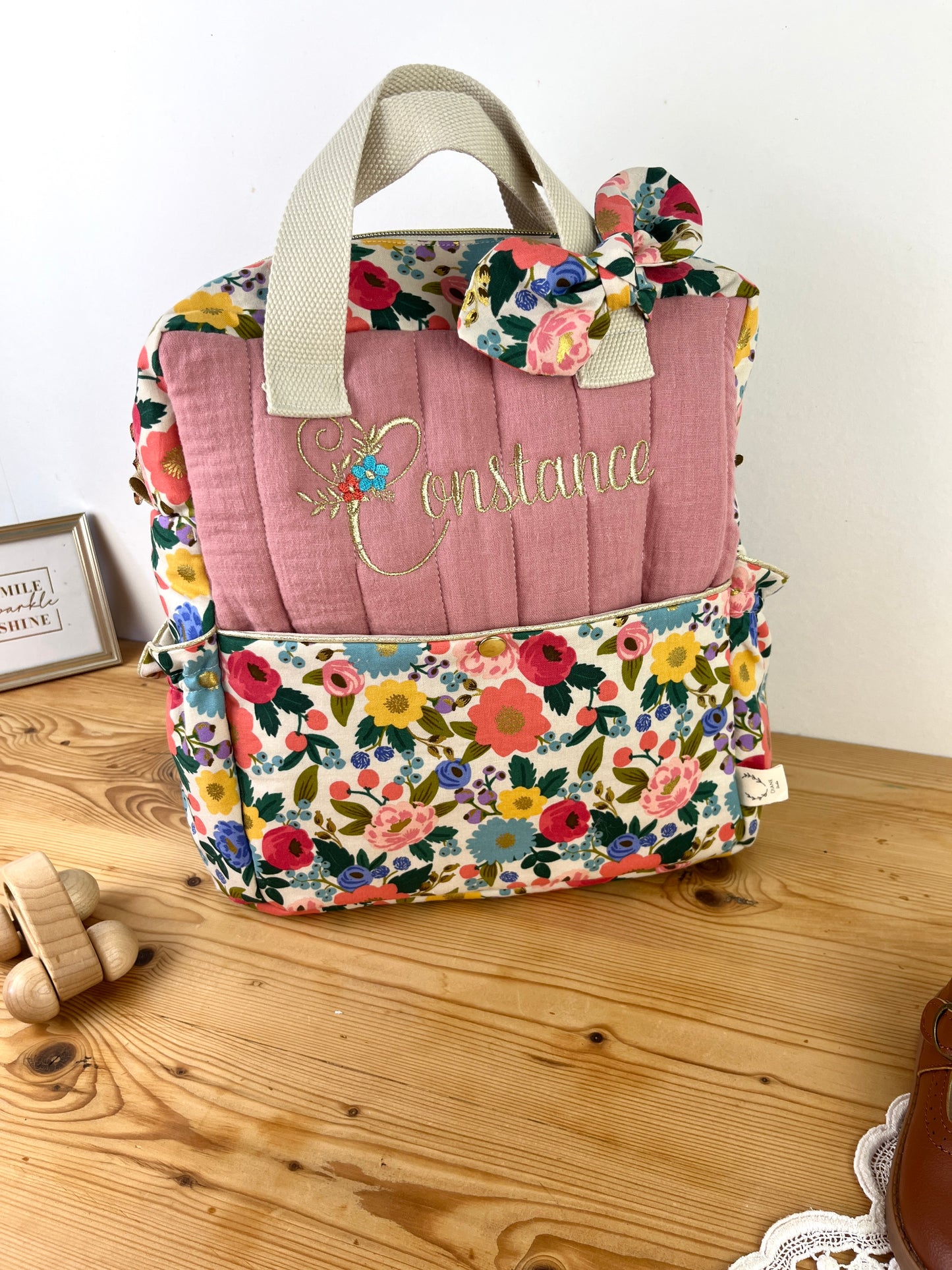 Le sac à dos enfant vintage garden et rose