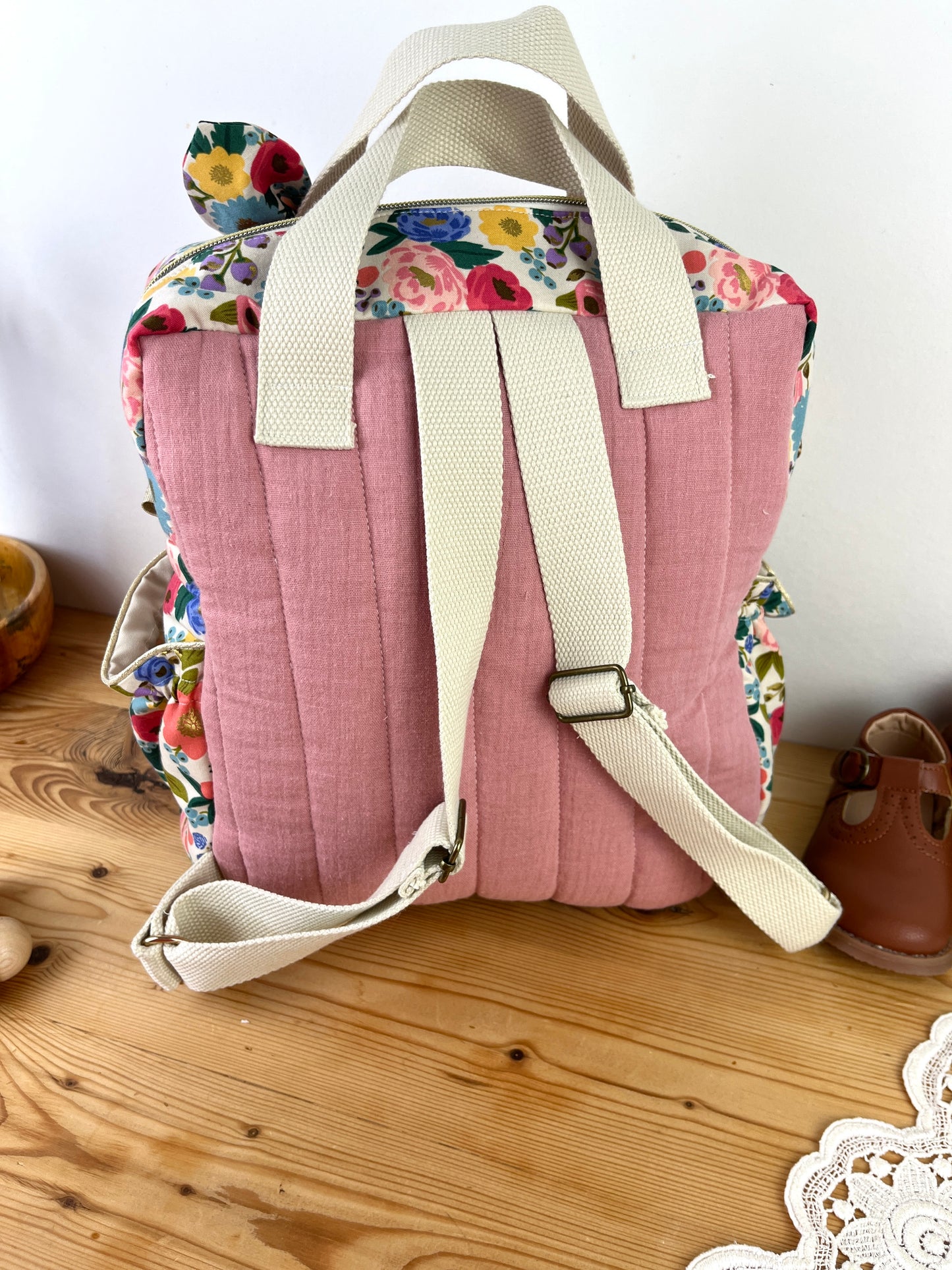 Le sac à dos enfant vintage garden et rose
