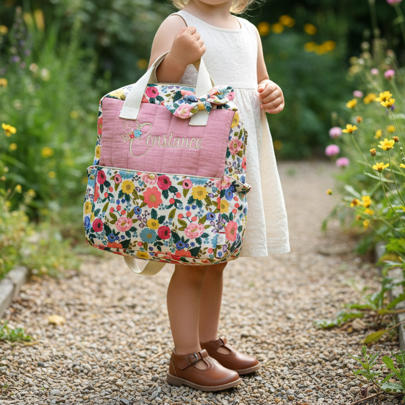 Le sac à dos enfant vintage garden et rose