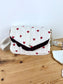 Ensemble mère fille : sac Elise,sac à dos Ombeline, couverture et taie d'oreiller gaze coeur et velours cerise