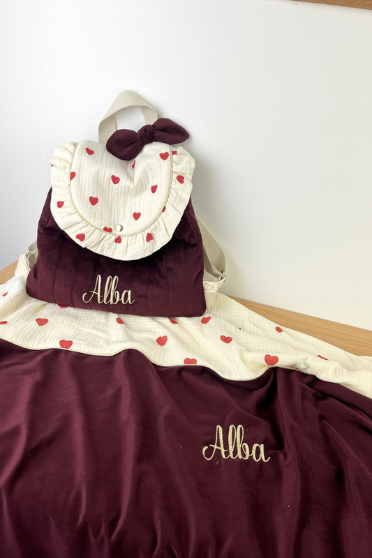 Ensemble : sac à dos Eglantine, couverture personnalisable