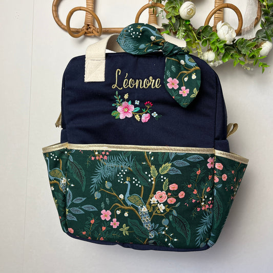 Sac à dos Ombeline prénom et fleurs