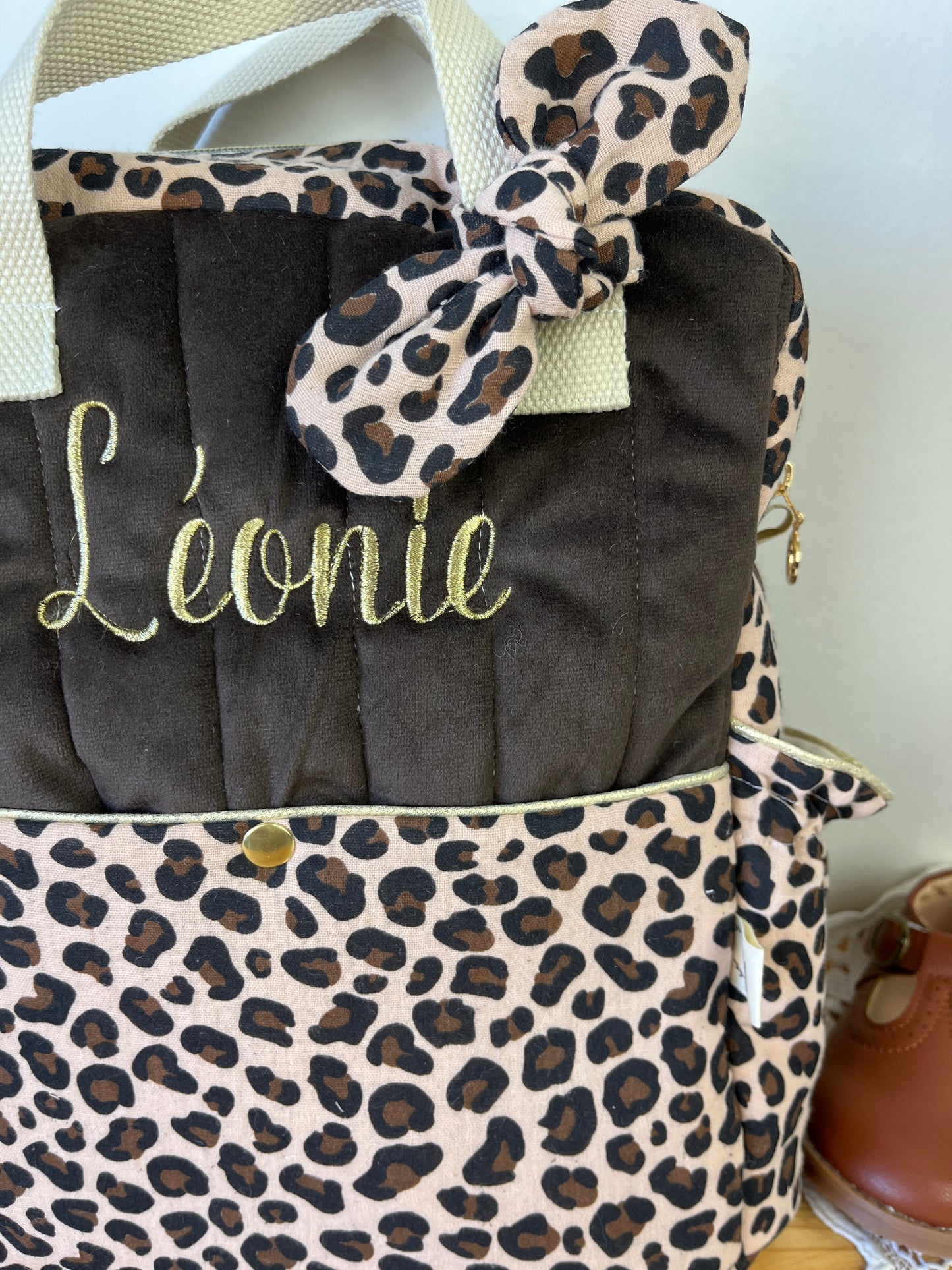 Le sac à dos enfant Ombeline gaze et velours chocolat